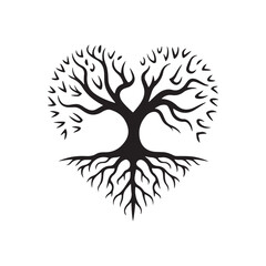 Elegant Heart Shaped Tree for Logo and Design