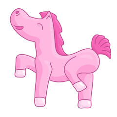 Cute Pink Pony Cartoon Illustration