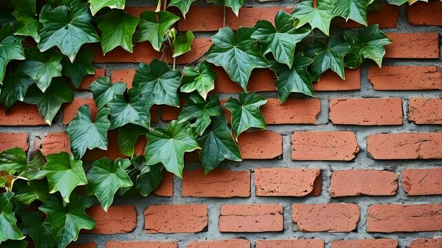 Stunning Brick Wall Covered in Lush Green Ivy: 10 High-Res Stock Video Clips