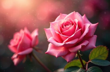 Charm of Roses in Bokeh Effect. Premium rose flower background for banners, posters, invitations and social media posts