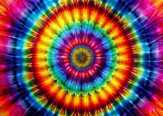 Fashionable Retro Abstract Psychedelic Tie Dye Rainbow Circle Swirl Design in Silhouette Photography Capturing Vibrant Colors and Unique Patterns for Creative Art Lovers
