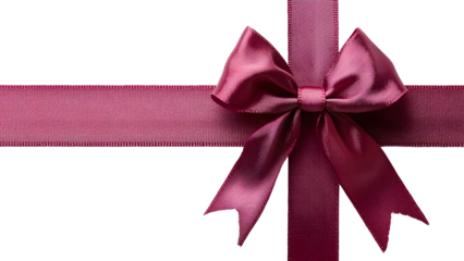 Beautiful magenta ribbon with bow, perfect for gift wrapping and celebrations. Isolated on white/transparent background