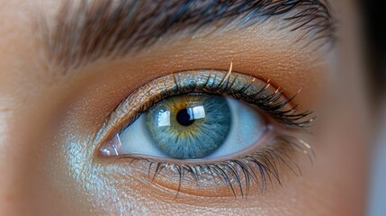 Fototapeta premium A close-up of a human eye showcasing vibrant colors and intricate details.