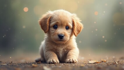 A small brown puppy laying on the ground