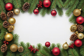 christmas, decoration, frame, ball, xmas, pine, celebration, border, new, year, christmas tree, card, season, new year, red, festive, tree, holiday, branch, winter, green.