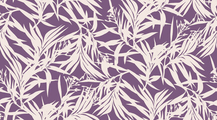 Abstract seamless pattern with plants, herbs and flowers