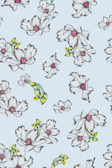Abstract seamless pattern with plants, herbs and flowers