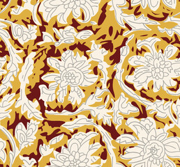 Abstract seamless pattern with plants, herbs and flowers