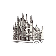Fototapeta premium Historic facade of iconic duomo di milano cathedral in milan italy showcasing intricate gothic architecture