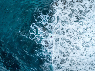 North Coast Tenerife drone shot, surfing in the Atlantic Ocean.