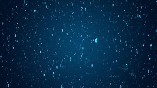 Digital Binary Data Abstract Background Loop Blue Indigo 