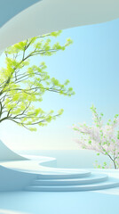 Obraz premium illustration of an background with water and trees