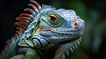 Fototapeta premium A close-up of a vibrant iguana showcasing intricate scales and colors.
