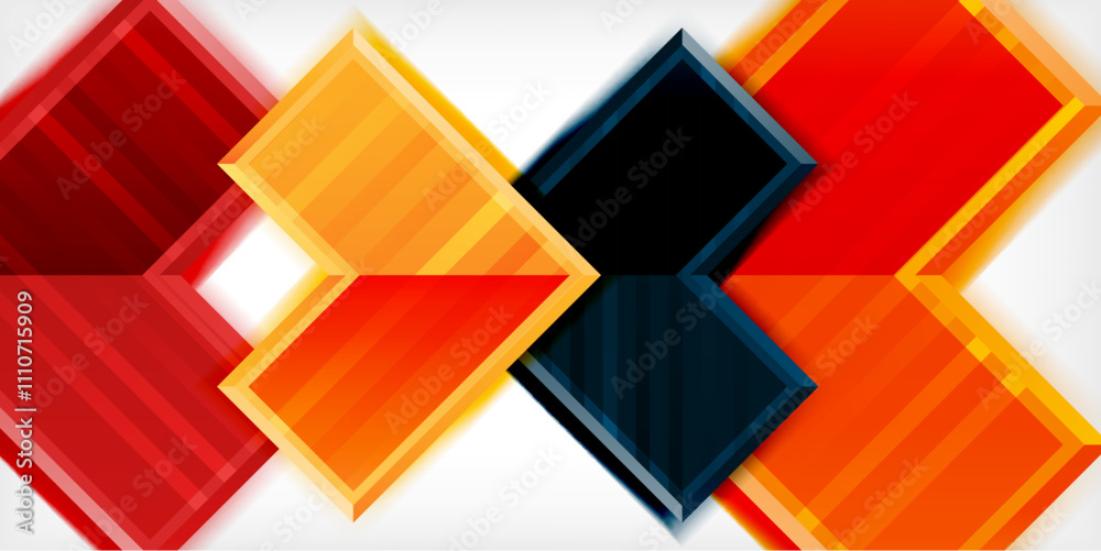 Poster Arrow symbols created with 3d effects and line texture geometric abstract background