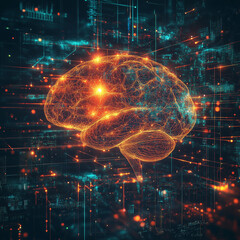 An abstract digital art piece featuring a human