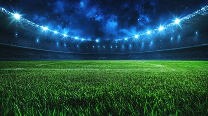 Exciting football match under stadium lights sports event night action-packed
