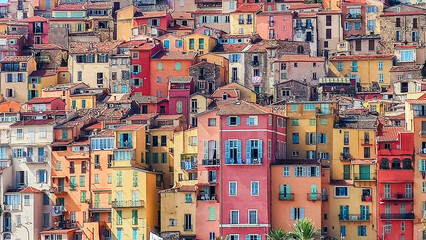 Colorful Historic Buildings of a Mediterranean Coastal Town