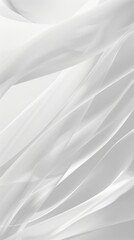 Closeup of rippled white silk fabric lines on white background