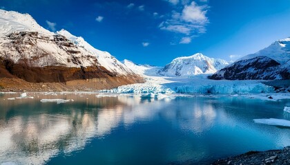 Winter Display of the glacier and the lake