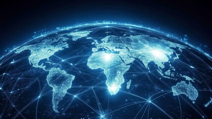 Fototapeta premium Global market expansion, digital connections between companies, trade, growth indicators