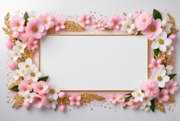 flowers, pink, card, march, spring, bouquet, frame, floral, holiday, gift, flower, blossom, day, color, tulip, love, white, delicate, gold.