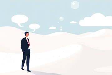 Obraz premium A man in a suit is looking out over a desert