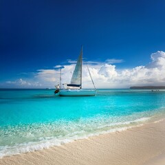 Obraz premium beautiful beach sailing boat yacht