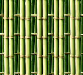 Fototapeta premium background collage of green bamboo fence surface texture. Background for banner, backdrop or texture mapping.generative ai