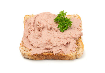 Meat Paste Toast Bread Isolated, Tuna Pate Sandwiches, Terrine Toasts, Chopped Liver Mousse, Fish Paste Canape