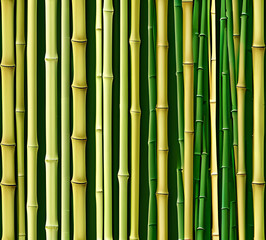 Obraz premium background collage of green bamboo fence surface texture. Background for banner, backdrop or texture mapping.generative ai