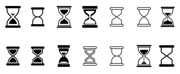 Hourglass icon set. Sandglass symbol on transparent background. Sand timer icon sign. Vector illustration.
