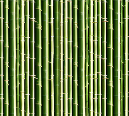Obraz premium background collage of green bamboo fence surface texture. Background for banner, backdrop or texture mapping.generative ai