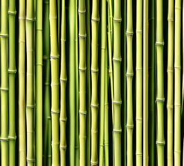 Obraz premium background collage of green bamboo fence surface texture. Background for banner, backdrop or texture mapping.generative ai