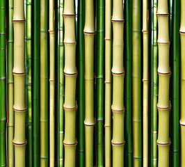 Obraz premium background collage of green bamboo fence surface texture. Background for banner, backdrop or texture mapping.generative ai
