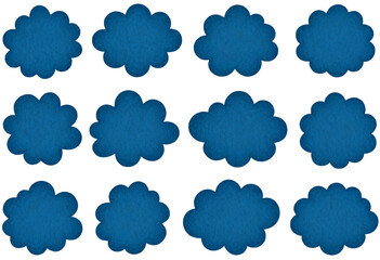 Obraz premium set of hand drawn dark blue cloud shapes are arranged neatly in rows. 