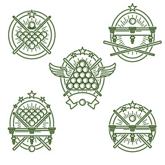 Billiards and snooker labels and icon set. Collection icons billiard. Vector