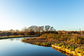 Obraz premium The New River is an artificial waterway in England, opened in 1613 to supply London with fresh drinking water taken from Chadwell and Amwell Springs near Ware in Hertfordshire, and later the River Lea
