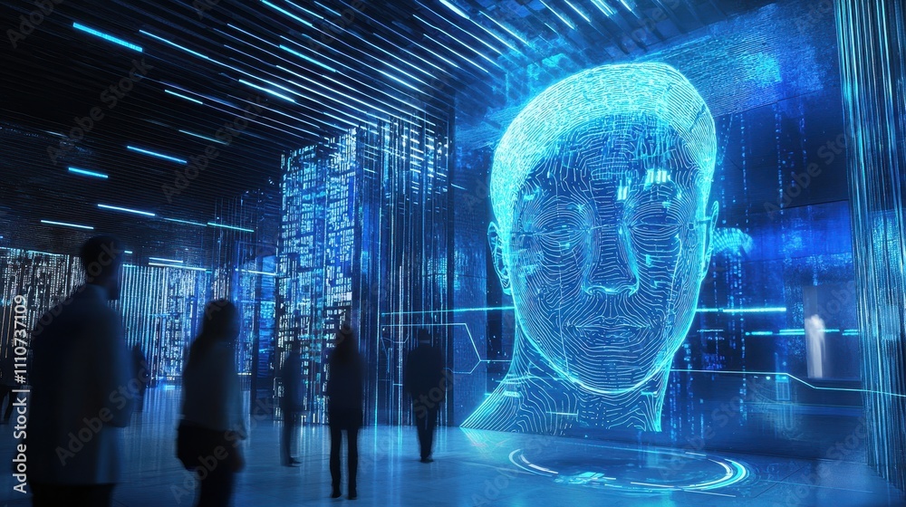 Poster artistic rendering of innovative authentication tools in a futuristic setting