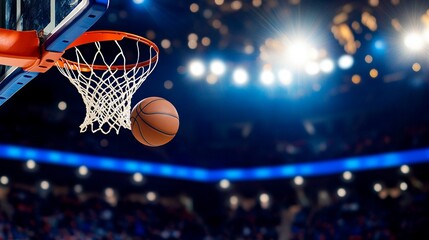 basketball hoop and ball in the basket