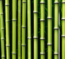 Obraz premium background collage of green bamboo fence surface texture. Background for banner, backdrop or texture mapping.generative ai