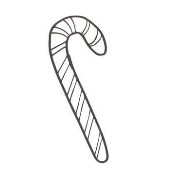 recommend clip art: Candy cane doodle style vector illustration isolated on white background. Hand drawn christmas treat