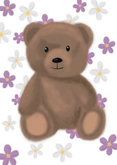 teddy bear with flowers