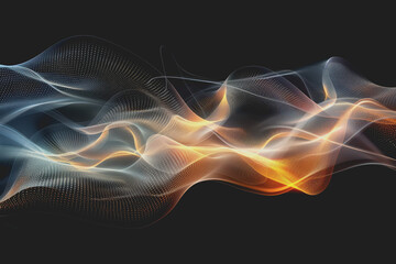 Obraz premium Abstract glowing wave lines isolated on a black background.