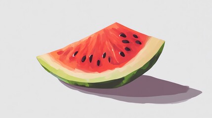 Here's a description inspired by stock image best-sellers:  A vibrant slice of watermelon, juicy red flesh speckled with black seeds, rests on a light