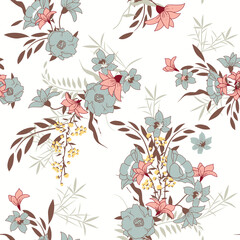 Classic Popular Flower Seamless pattern background - For easy making seamless pattern use it for filling any contours