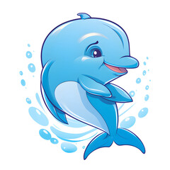 Obraz premium Cartoon dolphin isolated on white 