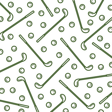 Golf background, pattern set. Collection icons golf. Vector