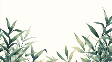 Fototapeta premium Watercolor Green Leaves Border - Botanical Art Print