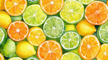 Fototapeta premium Watercolor Painting of Citrus Fruit Slices