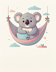 Relaxed Koala Lounging in Hammock with Cozy Pillow